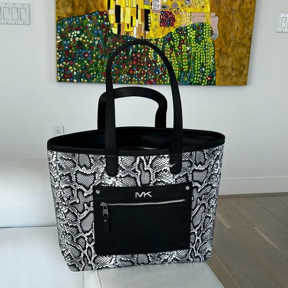 MICHAEL KORS EXCUSE LIMITED Varick Snake Embossed Leather Tote Bag